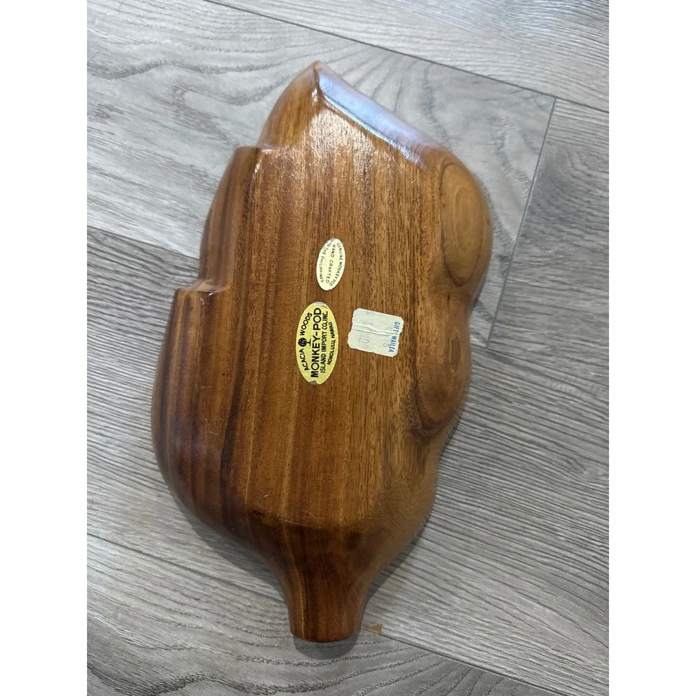 Vintage Monkey Pod Acacia Wood 3 Section Serving Dish Island Import Co Hawaii